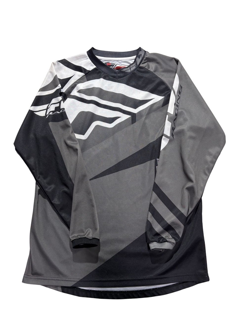 Men’s Fly Racing Jersey Long Sleeve Size Small Grey Black Motocross Racing